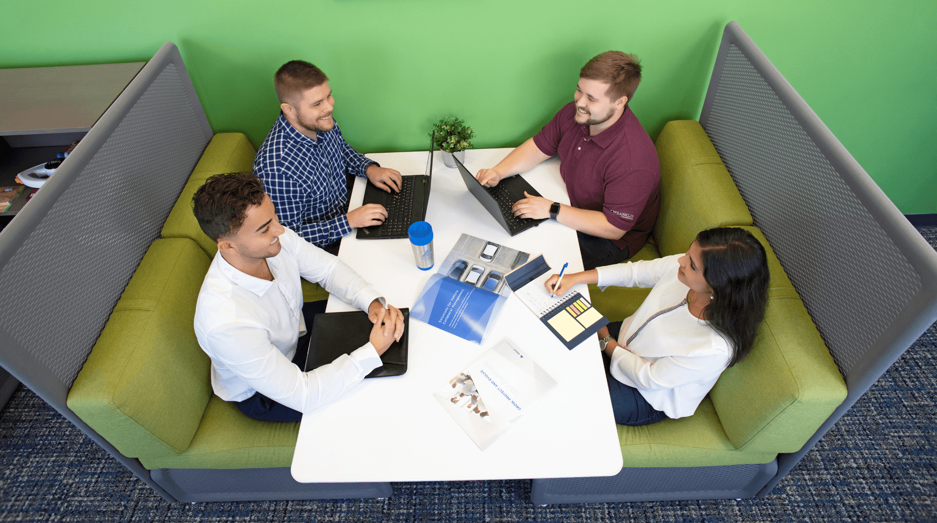 Team meeting overhead view